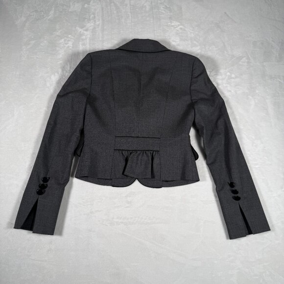 Bebe Blazer Women Size 6 Gray Wool Blend One-Button Office Jacket Lined EUC - Picture 10 of 12